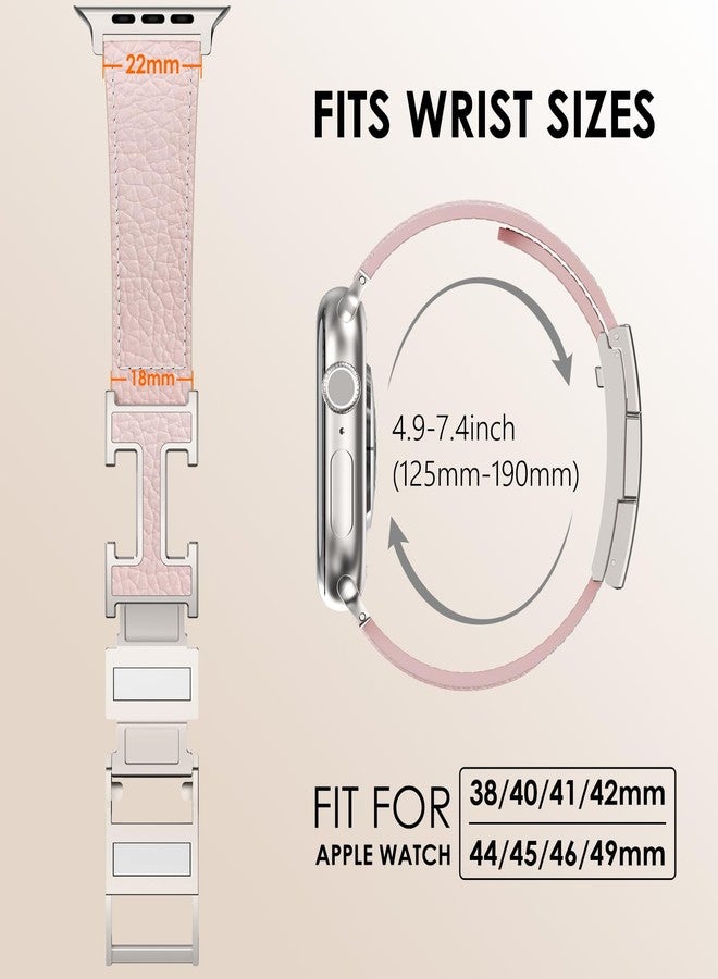 CHANCHY Leather Magnetic Watch Band Compatible with Apple Watch Bands 40mm 38mm 41mm 42mm 44mm 45mm 46mm, Top Grain Leather Dressy Band for Women Men iWatch Ultra SE3 Series 11/10/9/8/7/6/5/4/3/2/1 - Image 5
